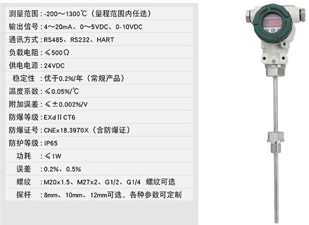 高精度溫度變送器技術參數(shù)對照表